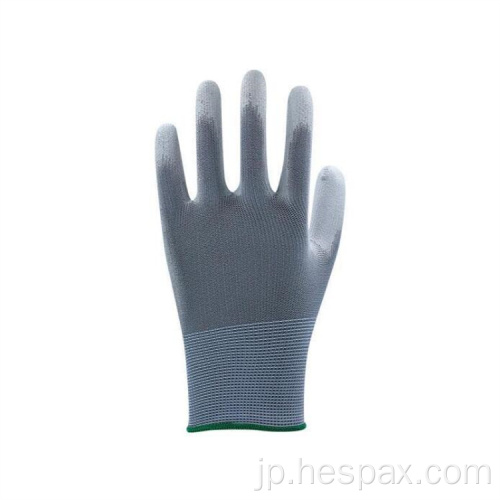 Hespax安いグレーPUワークグローブシームレスな工業